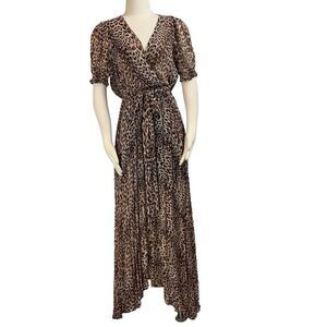 Bec + Bridge Animal Print Flowy Wrap Front Maxi Dress Size 4